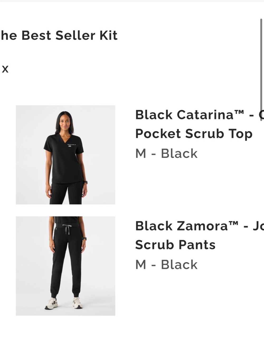 Figs Black Scrub Top & Pants for Women